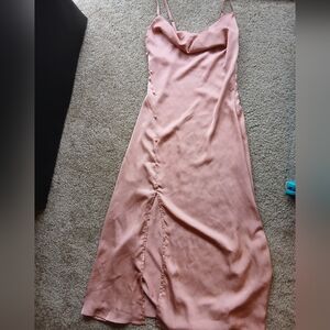 Elegant Pink Slip Midi Dress